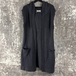 If IT Were Me Size LOpen Front Knit Cardigan Sweater Gray Hooded Sleeveless